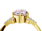 Yellow gold Fancy Pink Oval Cut Diamond Ring with Side Stones and Four-Prong Setting_16