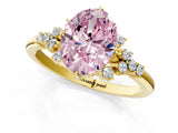 Yellow gold Fancy Pink Oval Cut Diamond Ring with Side Stones and Four-Prong Setting_164