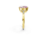 Yellow gold Fancy Pink Oval Cut Diamond Ring with Side Stones and Four-Prong Setting_165
