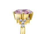 Yellow gold Fancy Pink Oval Cut Diamond Ring with Side Stones and Four-Prong Setting_17