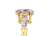 Yellow gold Fancy Pink Oval  Cut Diamond Ring with Tapered Baguette Side Stones in Four-Prong Setting_8