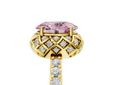 Yellow gold Fancy Pink Oval Cut Diamond Scalloped Halo Engagement Ring with Round Shared Prong Band_17