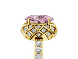 Yellow gold Fancy Pink Oval Cut Diamond Scalloped Halo Engagement Ring with Round Shared Prong Band_29