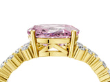 Yellow gold Fancy Pink Oval Cut Diamond Scattered Round Accent Ring with Prong Setting_16