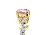 Yellow gold Fancy Pink Oval Cut Diamond Scattered Round Accent Ring with Prong Setting_17