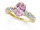 Yellow gold Fancy Pink Oval Cut Diamond Side Stone Engagement Ring with Four-Prong Setting_25