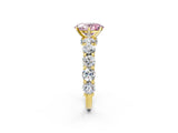 Yellow gold Fancy Pink Oval Cut Diamond Side Stone Engagement Ring with Four-Prong Setting_26