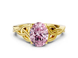 Yellow gold Fancy Pink Oval Cut Diamond Solitaire Celtic Knot Ring with Four-Prong Setting_75