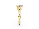Yellow gold Fancy Pink Oval Cut Diamond Solitaire Celtic Knot Ring with Four-Prong Setting_77