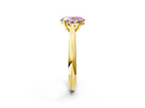 Yellow gold Fancy Pink Oval Cut Diamond Solitaire Engagement Ring with Cathedral Setting and Four-Prong Mount_111