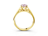 Yellow gold Fancy Pink Oval Cut Diamond Solitaire Engagement Ring with Cathedral Setting and Four-Prong Mount_112