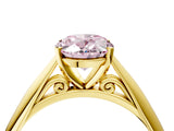 Yellow gold Fancy Pink Oval Cut Diamond Solitaire Engagement Ring with Cathedral Setting and Four-Prong Mount_113