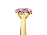 Yellow gold Fancy Pink Oval Cut Diamond Solitaire Engagement Ring with Cathedral Setting and Four-Prong Mount_114