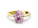 Yellow gold Fancy Pink Oval Cut Diamond Solitaire Engagement Ring with Cathedral Setting and Four-Prong Mount_24