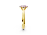 Yellow gold Fancy Pink Oval Cut Diamond Solitaire Engagement Ring with Cathedral Setting and Four-Prong Mount_26