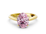 Yellow gold Fancy Pink Oval Cut Diamond Solitaire Engagement Ring with Cathedral Setting and Four-Prong Mount_48