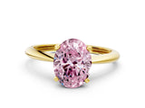 Yellow gold Fancy Pink Oval Cut Diamond Solitaire Engagement Ring with Classic Band and Four-Prong Setting_12