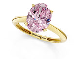 Yellow gold Fancy Pink Oval Cut Diamond Solitaire Engagement Ring with Classic Band and Four-Prong Setting_13