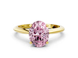 Yellow gold Fancy Pink Oval Cut Diamond Solitaire Engagement Ring with Classic Band and Four-Prong Setting_36