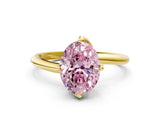 Yellow gold Fancy Pink Oval Cut Diamond Solitaire Engagement Ring with Four-Prong Setting and Classic Band_19