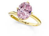 Yellow gold Fancy Pink Oval Cut Diamond Solitaire Engagement Ring with Four-Prong Setting and Classic Band_20