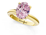 Yellow gold Fancy Pink Oval Cut Diamond Solitaire Engagement Ring with Round Band and Four-Prong Setting_150