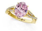 Yellow gold Fancy Pink Oval Cut Diamond Solitaire Engagement Ring with Twisted Pavé Band and Four-Prong Setting_44