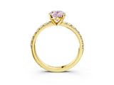 Yellow gold Fancy Pink Oval Cut Diamond Solitaire Pavé Engagement Ring with Round Band and Prong Setting_52