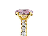 Yellow gold Fancy Pink Oval Cut Diamond Solitaire Pavé Engagement Ring with Round Band and Prong Setting_54