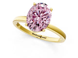 Yellow gold Fancy Pink Oval Cut Diamond Solitaire Ring with Classic Band and Four-Prong Setting_1