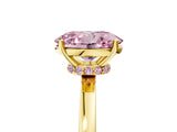 Yellow gold Fancy Pink Oval Cut Diamond Solitaire Ring with Classic Band and Four-Prong Setting_5