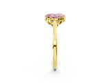 Yellow gold Fancy Pink Oval Cut Diamond Solitaire Ring with Flower Prong Setting and Classic Band_14