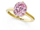 Yellow gold Fancy Pink Oval Cut Diamond Solitaire Ring with Flower Prong Setting and Classic Band_38