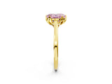 Yellow gold Fancy Pink Oval Cut Diamond Solitaire Ring with Flower Prong Setting and Classic Band_39
