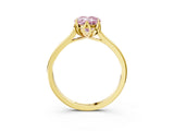 Yellow gold Fancy Pink Oval Cut Diamond Solitaire Ring with Flower Prong Setting and Classic Band_40