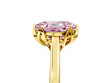 Yellow gold Fancy Pink Oval Cut Diamond Solitaire Ring with Flower Prong Setting and Classic Band_42