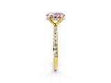 Yellow gold Fancy Pink Oval Cut Diamond Solitaire Ring with Four-Prong Setting and Pavé Band_5