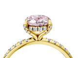 Yellow gold Fancy Pink Oval Cut Diamond Solitaire Ring with Four-Prong Setting and Pavé Band_7
