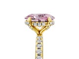 Yellow gold Fancy Pink Oval Cut Diamond Solitaire Ring with Four-Prong Setting and Pavé Band_8