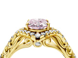 Yellow gold Fancy Pink Oval Cut Diamond Solitaire Ring with Hidden Halo and Pavé Band_31