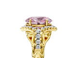 Yellow gold Fancy Pink Oval Cut Diamond Solitaire Ring with Hidden Halo and Pavé Band_32
