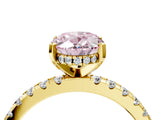 Yellow gold Fancy Pink Oval Cut Diamond Solitaire Ring with Pavé Band and Four-Prong Setting_91