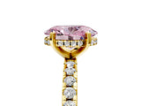 Yellow gold Fancy Pink Oval Cut Diamond Solitaire Ring with Pavé Band and Four-Prong Setting_92