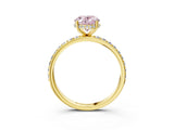 Yellow gold Fancy Pink Oval Cut Diamond Solitaire Ring with Pavé Band and Hidden Halo_22