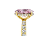 Yellow gold Fancy Pink Oval Cut Diamond Solitaire Ring with Pavé Band and Hidden Halo_24