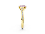 Yellow gold Fancy Pink Oval Cut Diamond Solitaire Ring with Pavé Band and Prong Setting_14
