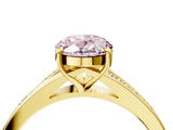 Yellow gold Fancy Pink Oval Cut Diamond Solitaire Ring with Pavé Band and Prong Setting_16