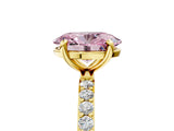 Yellow gold Fancy Pink Oval Cut Diamond Solitaire Ring with Pave Band and Four Prong Setting_93