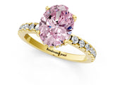 Yellow gold Fancy Pink Oval Cut Diamond Solitaire Ring with Round  Pavé Band and Four-Prong Setting_37