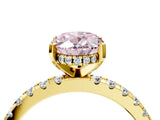 Yellow gold Fancy Pink Oval Cut Diamond Solitaire Ring with Round  Pavé Band and Four-Prong Setting_40